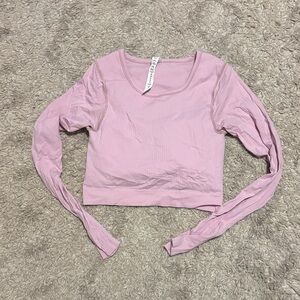 Lululemon Ebb to street Pink Long Sleeve crop Top size 6